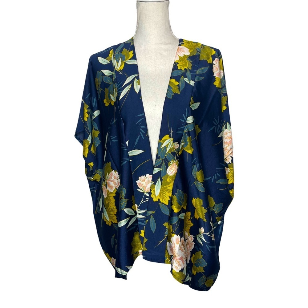FADIVO New York Blue Floral Kimono OS NWT